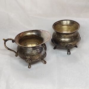 Vintage Silver Creamer and Sugar Bowl Set